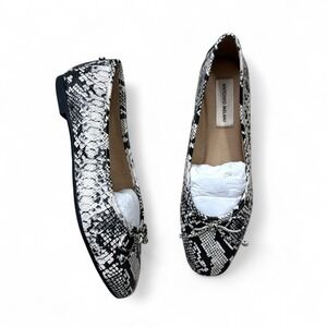 NWB Antonio Melani Baird Leather Snake Print Slip‎ On Bow Flats Women's 7.5M